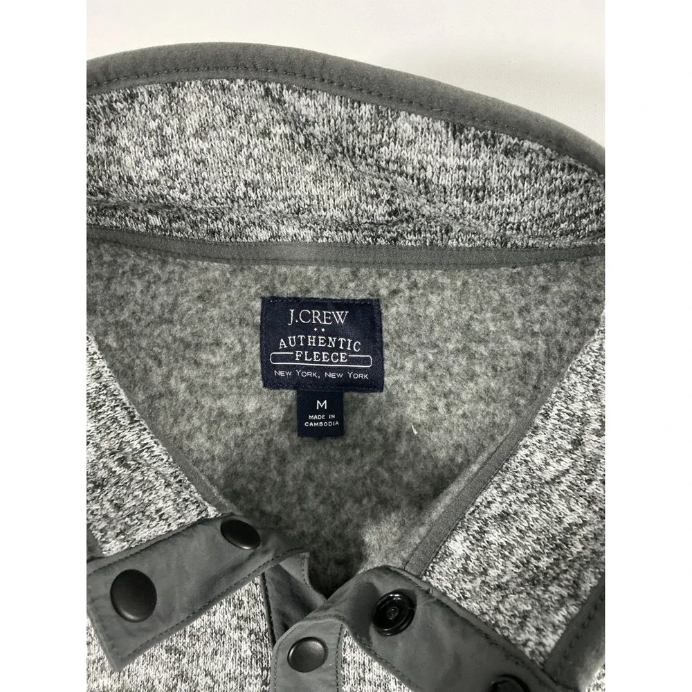 NWOT J. Crew Men's Authentic Fleece 1/4 Snap Pullover Heather Gray